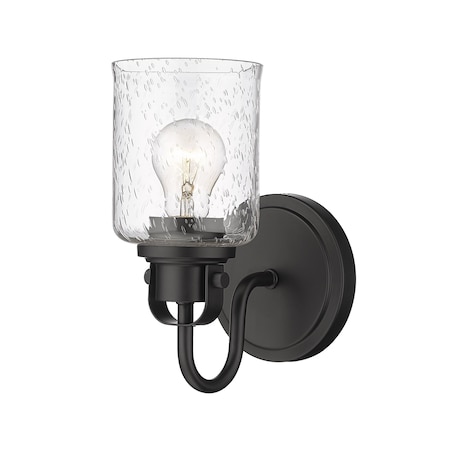 Z-Lite Kinsley 1 Light Wall Sconce, Matte Black And Clear Seeded 340-1S-MB